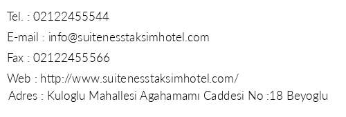 Suiteness Taksim Hotel telefon numaralar, faks, e-mail, posta adresi ve iletiim bilgileri